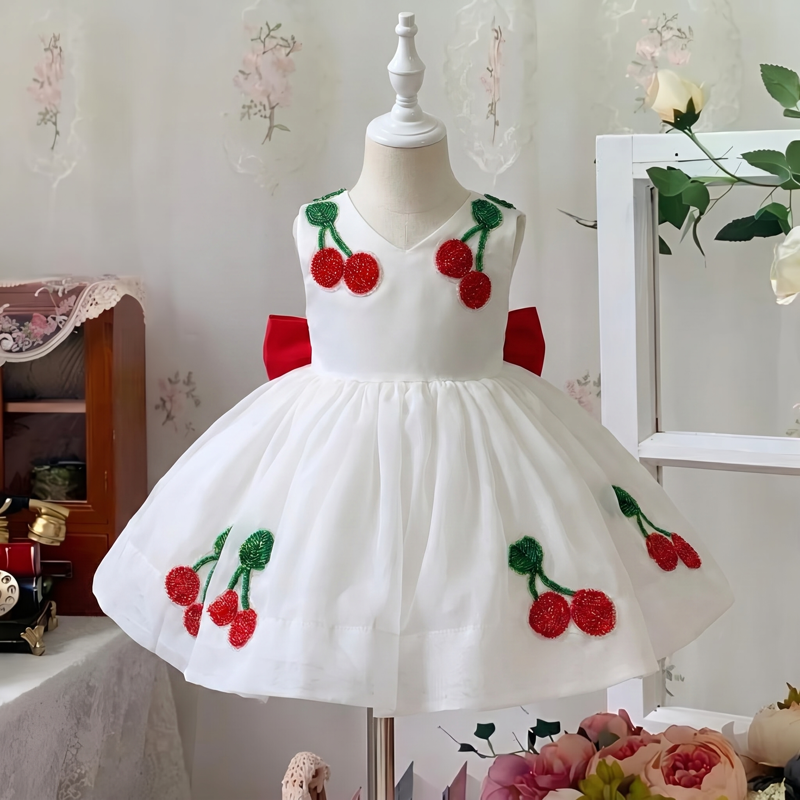 Organza Bow Beaded Sleeveless 
Short Dresses - image 2