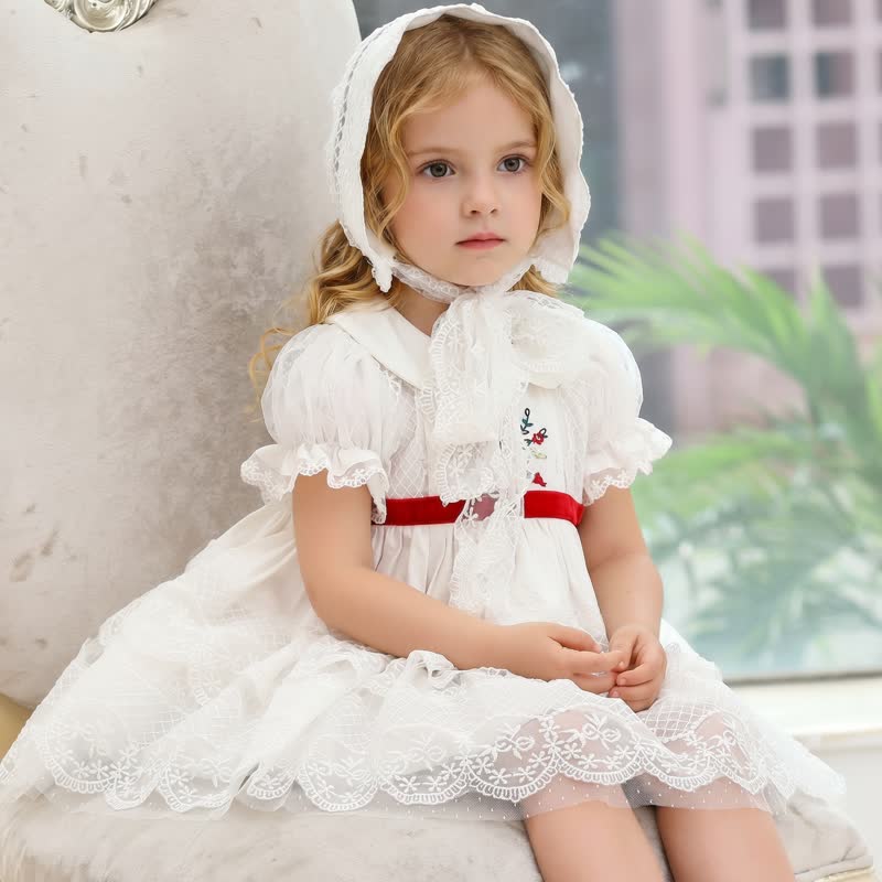 100% Cotton Embroidery Short Sleeve Short Dresses - image 5