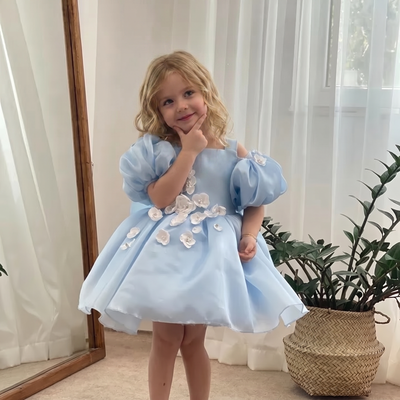 Organza Rosette Short Sleeve 
Short Dresses - image 2