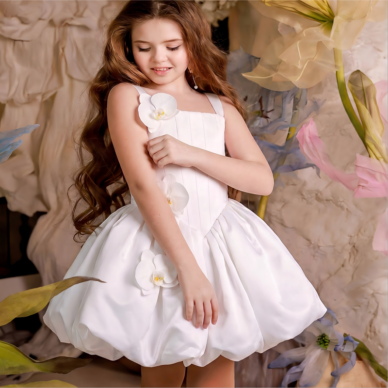 Satin Rosette Sleeveless Short Dresses - image 3