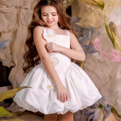 Satin Rosette Sleeveless Short Dresses - image 3