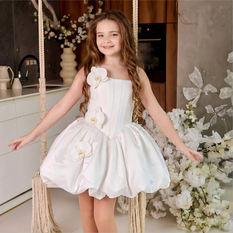 Satin Rosette Sleeveless Short Dresses - image 2