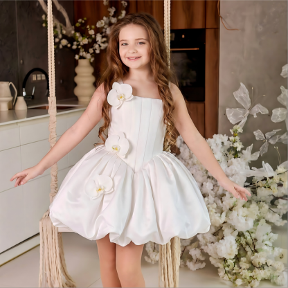 Satin Rosette Sleeveless Short Dresses - image 2