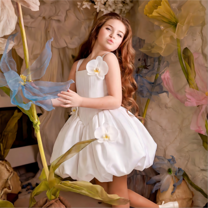 Satin Rosette Sleeveless Short Dresses - image 4