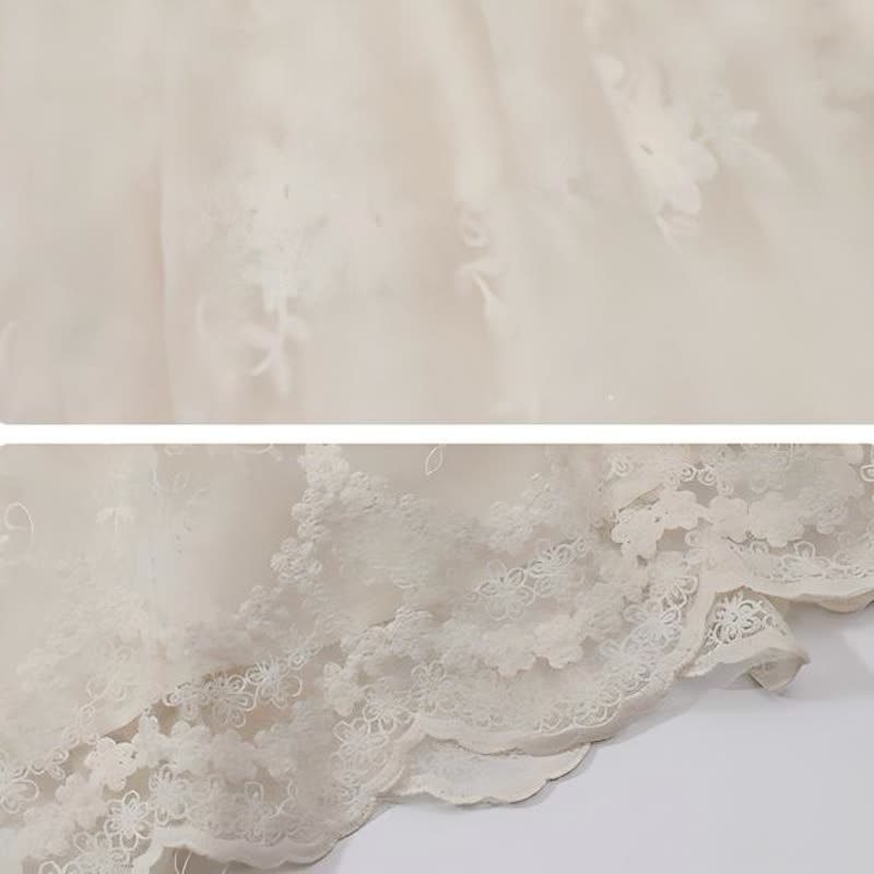 Lace Stitching Lace Long Sleeve Midi Dresses - image 6