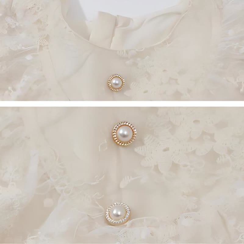 Lace Stitching Lace Long Sleeve Midi Dresses - image 5