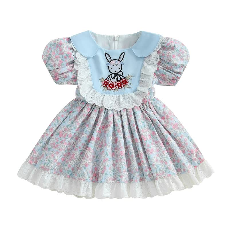Chemical Fiber Blend Embroidery Short Sleeve Midi Dresses - image 4