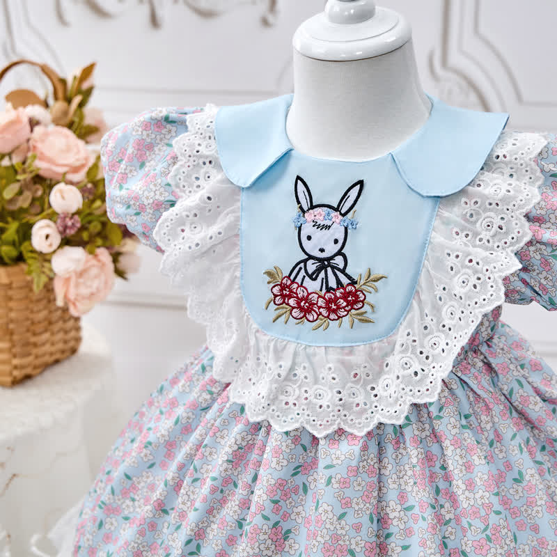 Chemical Fiber Blend Embroidery Short Sleeve Midi Dresses - image 7