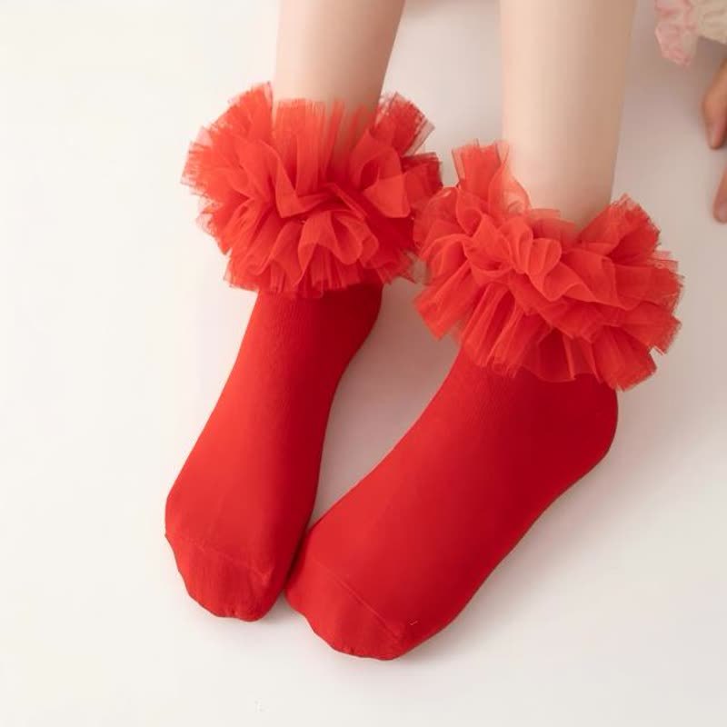Solid Rosette Socks - Red - Above10 - image 12