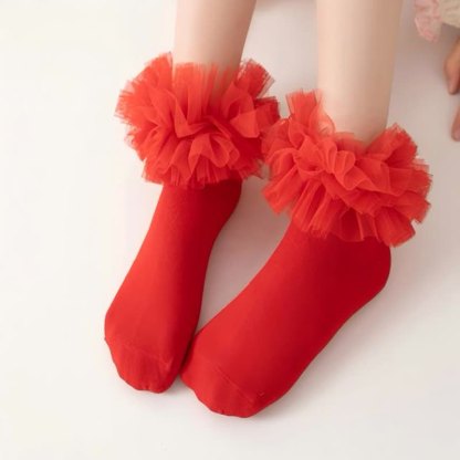 Solid Rosette Socks - Red - Above10 - image 12
