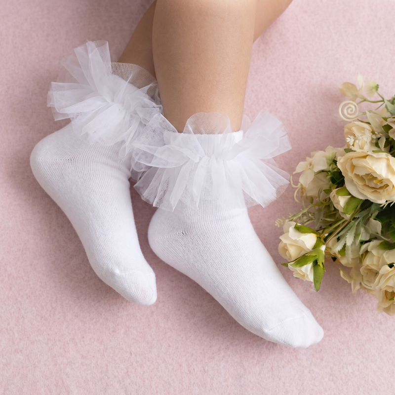 Solid Rosette Socks - White - Above10 - image 5
