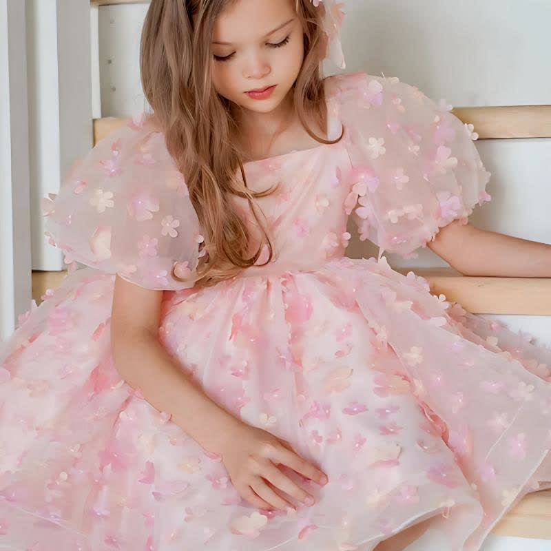 Embroidery Mesh Rosette Short Sleeve midi Dresses - image 2