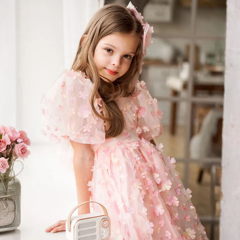 Embroidery Mesh Rosette Short Sleeve midi Dresses - image 3