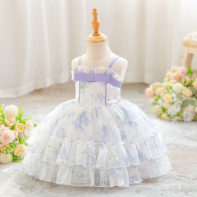 Voile Bow Sleeveless 
Short Dresses - Light Purple - 2-3Y - image 1