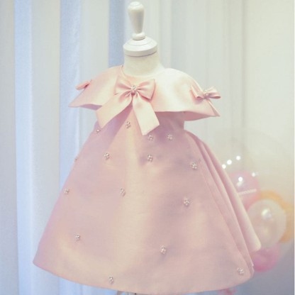 Satin Bow Cap Sleeve Midi Dresses - Pink - 15-16Y - image 3