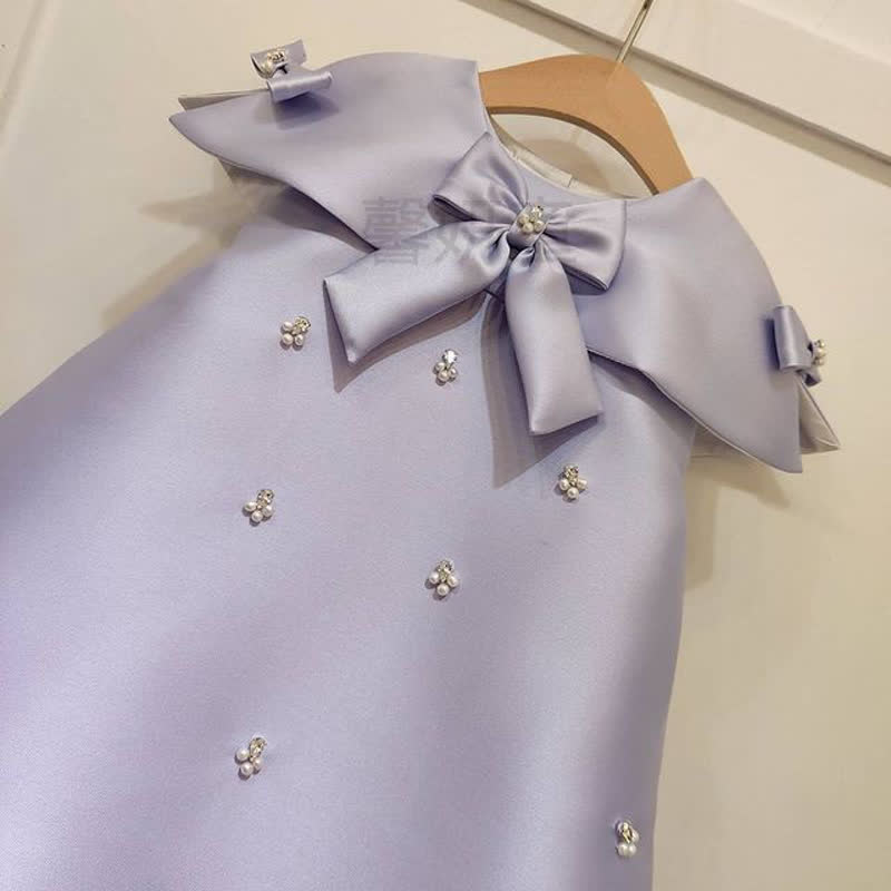 Satin Bow Cap Sleeve Midi Dresses - image 6