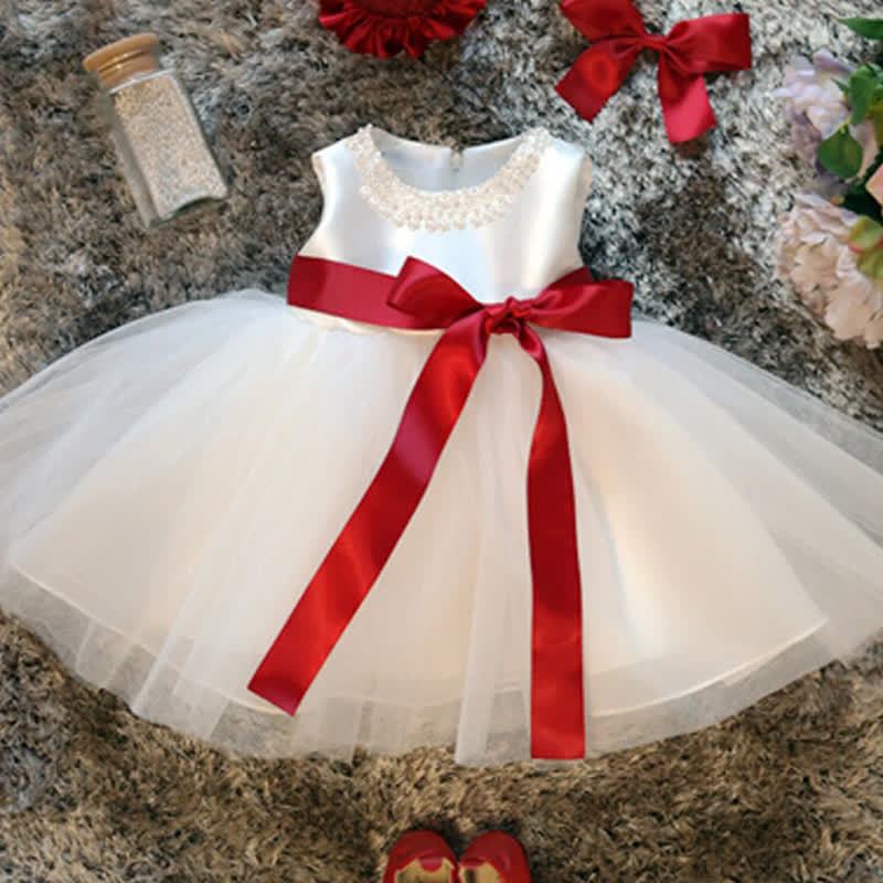 Mesh Split Joint Short Sleeve Midi Dresses - White - 6-7Y - image 1