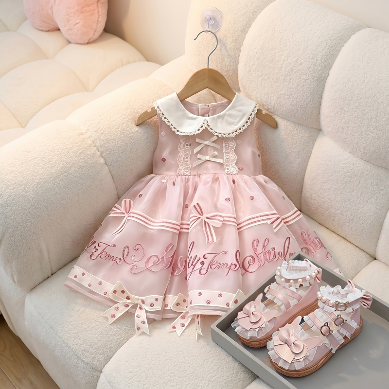 Organza Bow Short Sleeve Midi Dresses - image 2