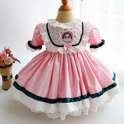 Lace Stitching Lace Short Sleeve Midi Dresses - image 2