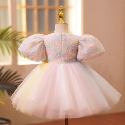 Mesh Pearl  Rosette Short Sleeve Short Dresses - image 4