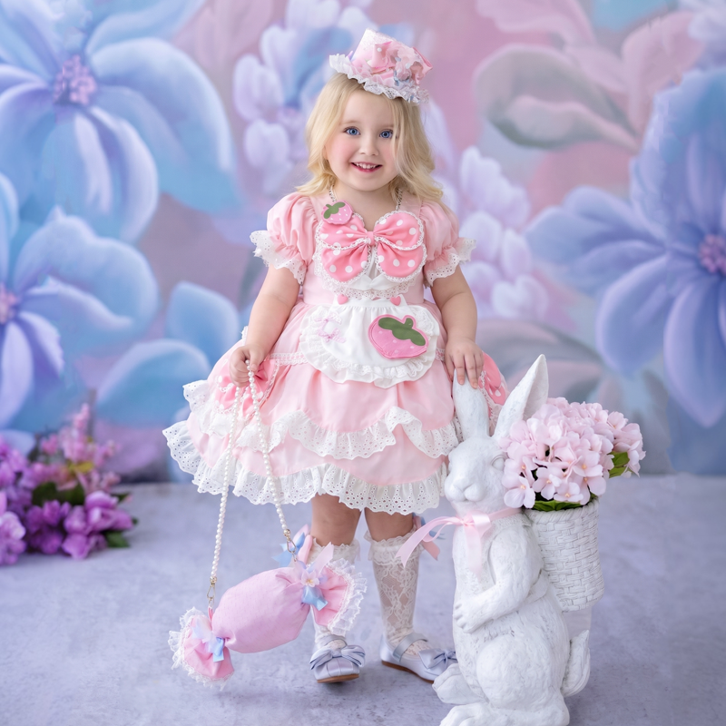 Polyester Cotton Lace Edge Short Sleeve Short Dresses - image 2
