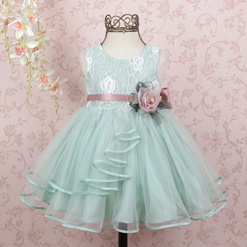Mesh Rosette Sleeveless Midi Dresses - Light Green - 7-8Y - image 7