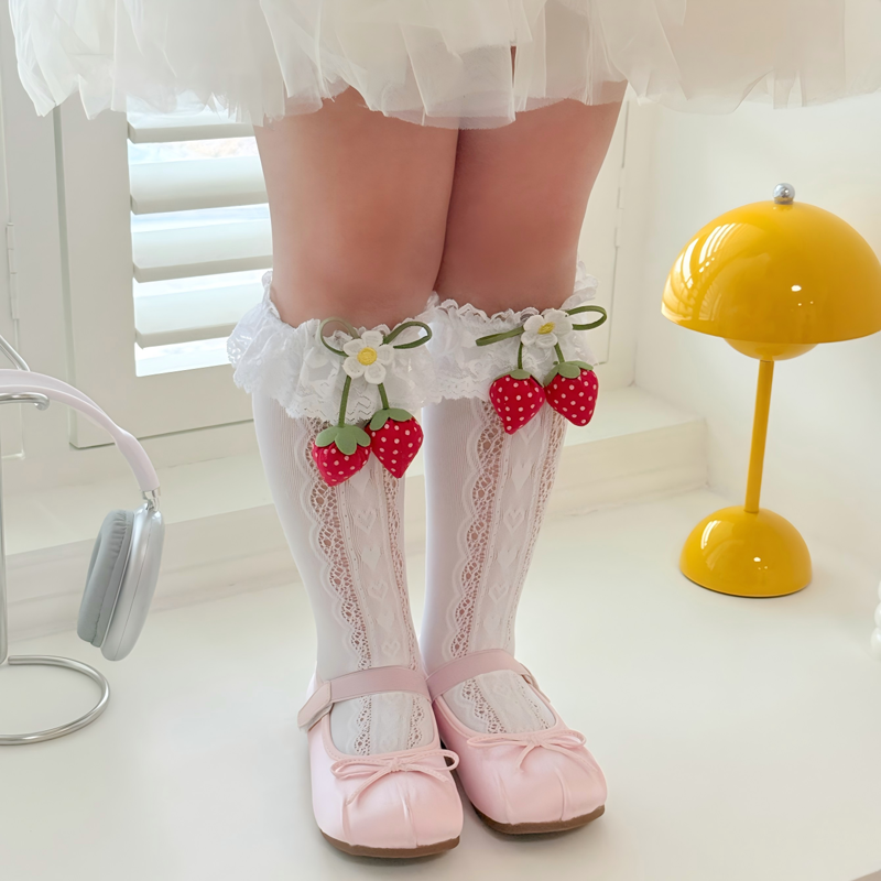 Solid With Bow Socks - Strawberry Knot Style - image 11