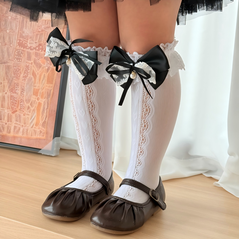 Solid With Bow Socks - image 14