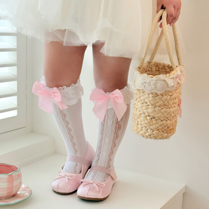 Solid With Bow Socks - image 20