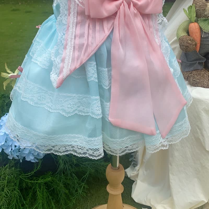 Organza Stitching Lace Bow Sleeveless Short Dresses - image 4