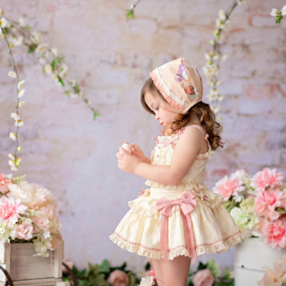 Polyester Cotton Stitching Lace Bow Sleeveless Short Two-piece Set - image 4
