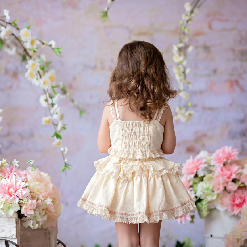 Polyester Cotton Stitching Lace Bow Sleeveless Short Two-piece Set - image 5