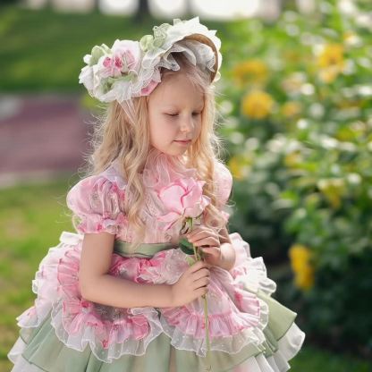 Organza Stitching Lace Bow Short Sleeve Short Dresses Without Hat - image 2