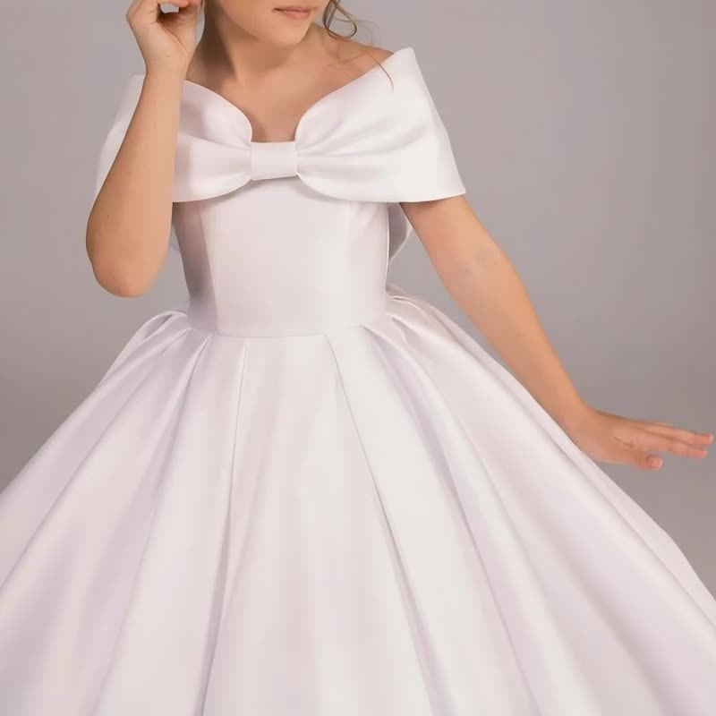Satin Bow Sleeveless Long Dresses - image 4