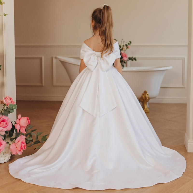 Satin Bow Sleeveless Long Dresses - image 3