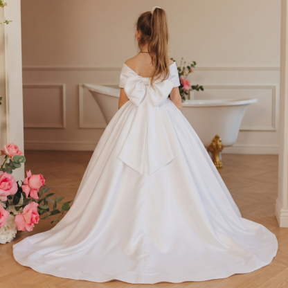 Satin Bow Sleeveless Long Dresses - image 3