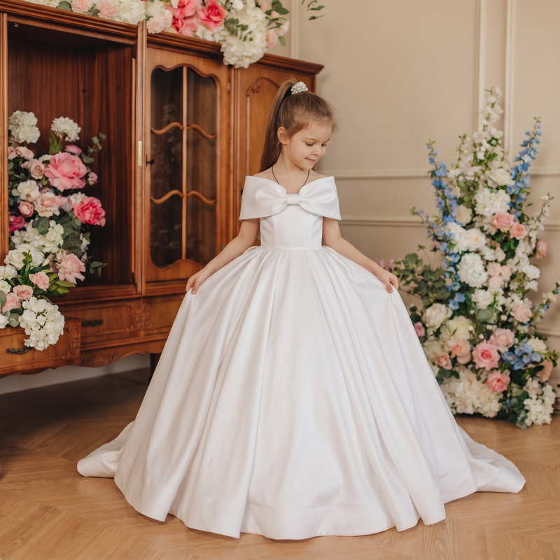 Satin Bow Sleeveless Long Dresses - image 2