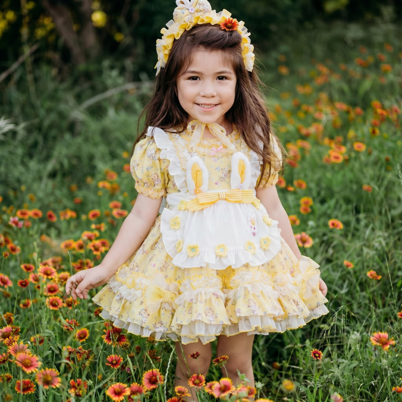 Polyester Cotton Stitching Lace Bow Short Sleeve Short Dresses - image 2