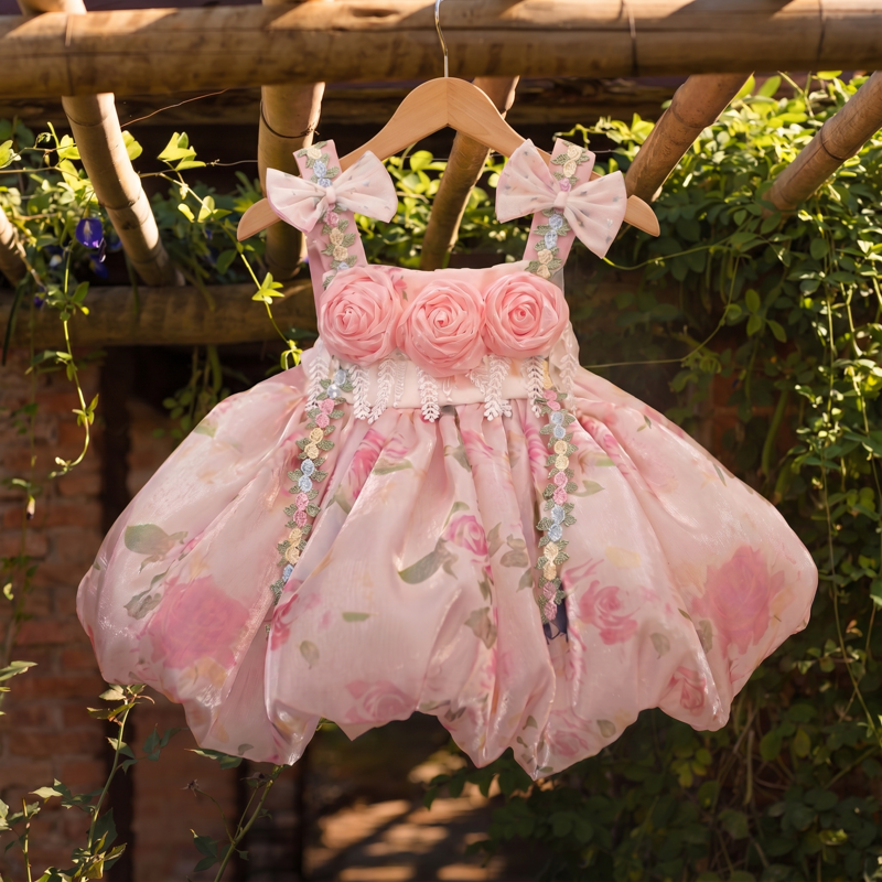Chemical Fiber Blend Rosette Sleeveless Short Dresses - image 5
