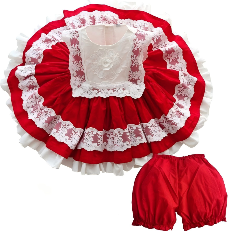 100% Cotton Stitching Lace Sleeveless Short Two-piece Set - image 4