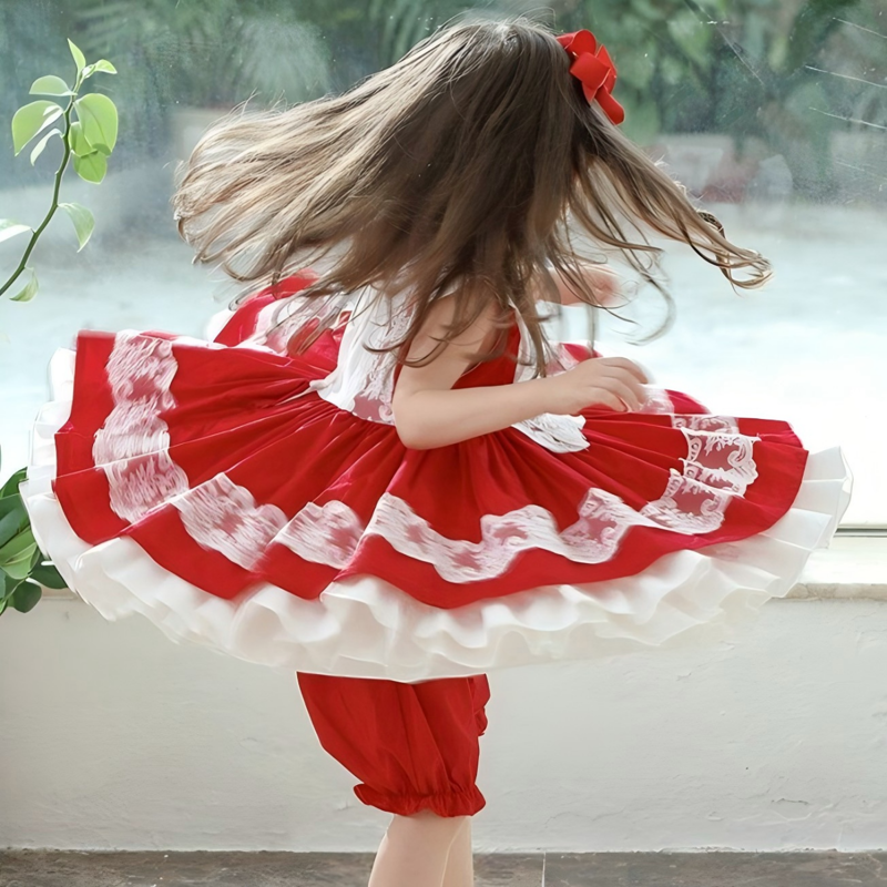 100% Cotton Stitching Lace Sleeveless Short Two-piece Set - image 10