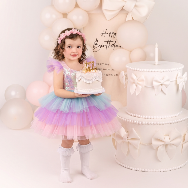 Mesh Split Joint Cap Sleeve Midi Dresses - Light Pink - 4-5Y - image 1