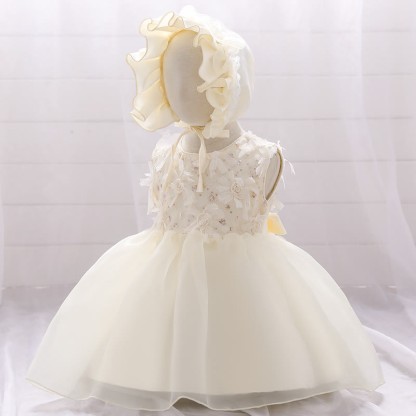 Organza Sequins Sleeveless Midi Dresses - Champagne  - 2-3Y - image 1