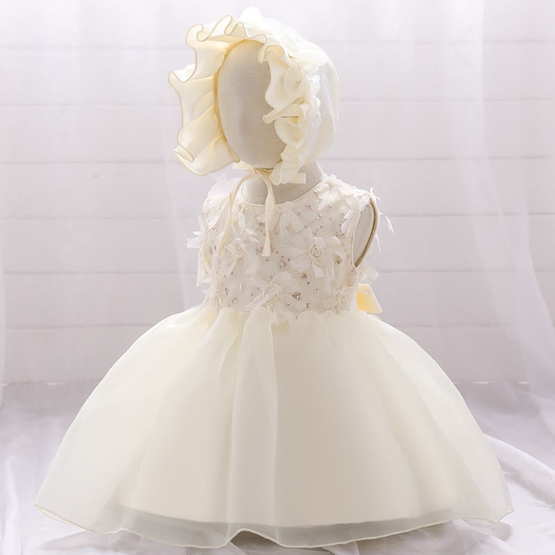 Organza Sequins Sleeveless Midi Dresses - Champagne  - 2-3Y - image 1