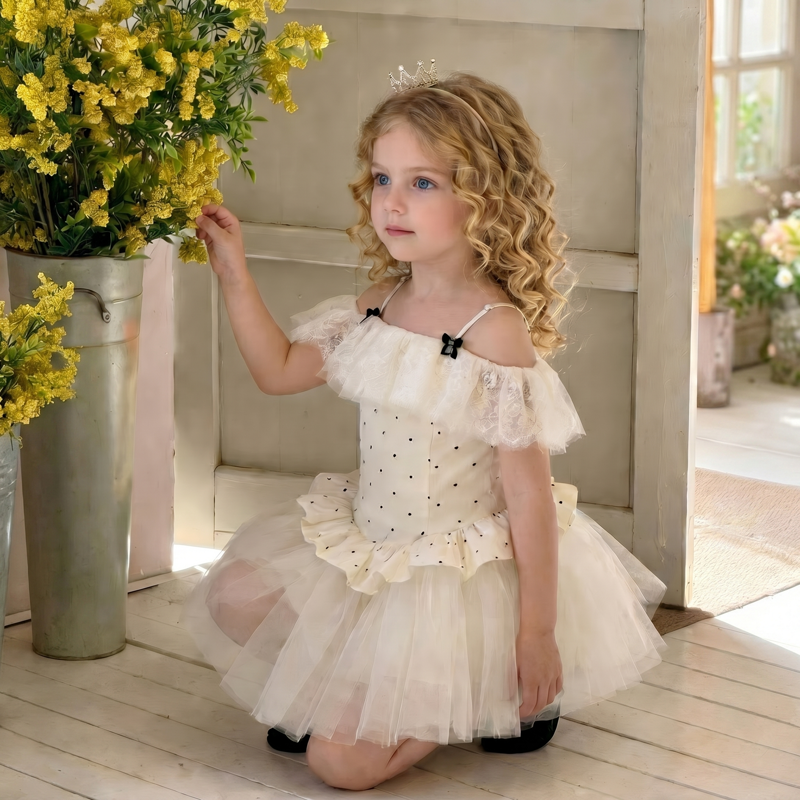 Mesh & Polyester Cotton Lace Edge Sleeveless Short Dresses - image 3