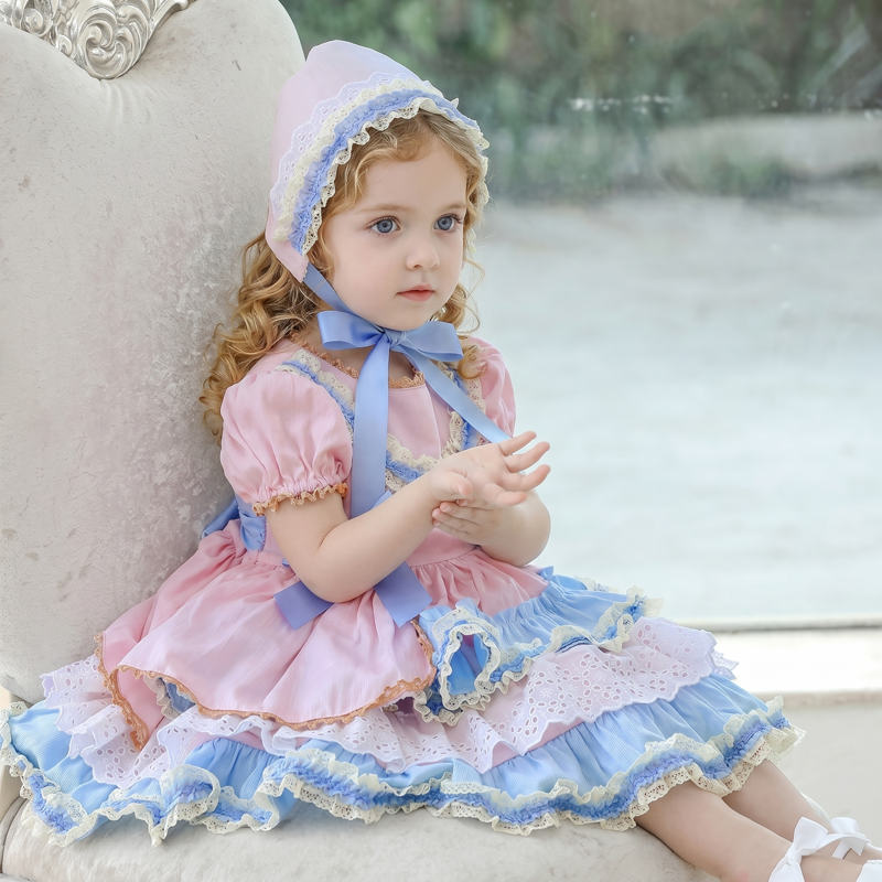 100% Cotton Bow  Lace Edge Short Sleeve Midi Dresses - image 2