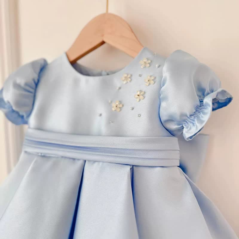 Satin Bow Short Sleeve Midi Dresses - image 4