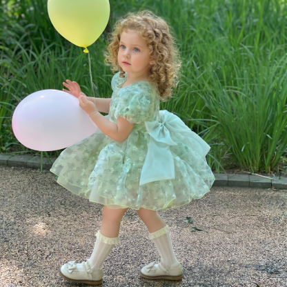 Organza Printing Short Sleeve Short Dresses - image 2