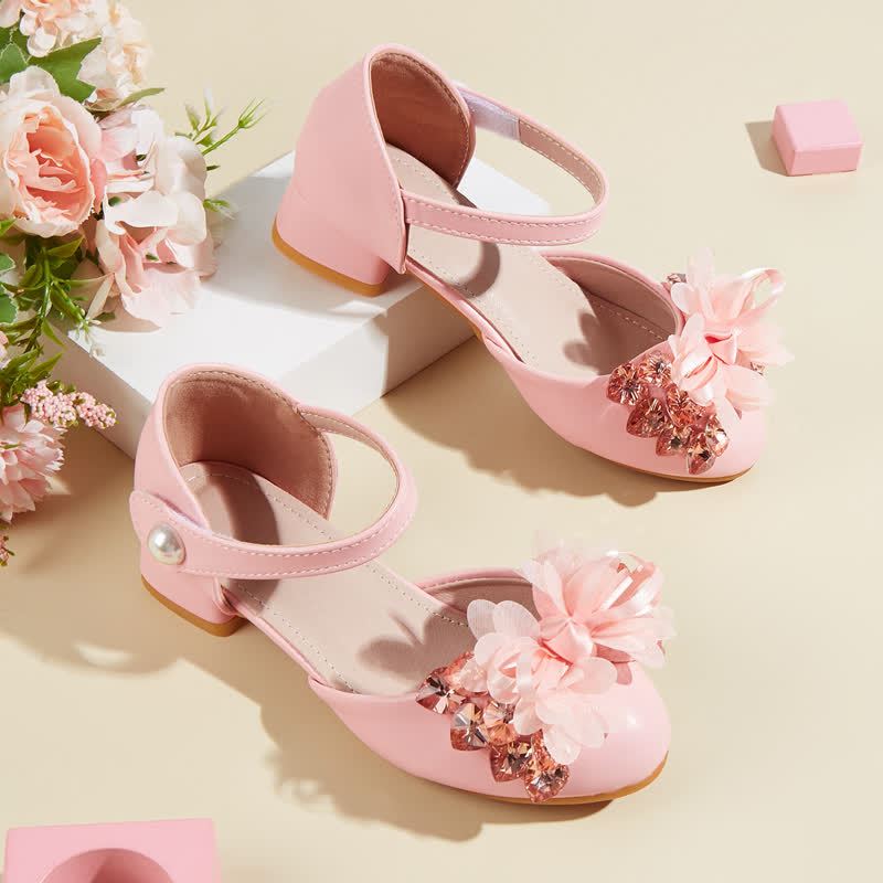 Solid Rosette Square Toe Mary Janes - Pink - 22cm - image 1