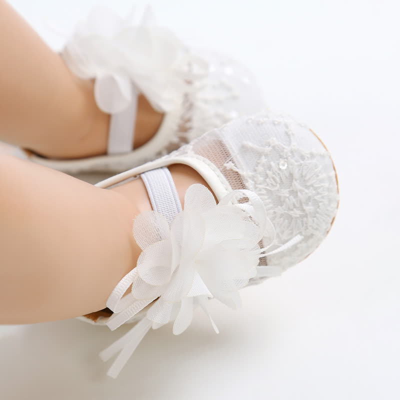 Solid Rosette Round Toe Flats - White - 12-18M - image 2